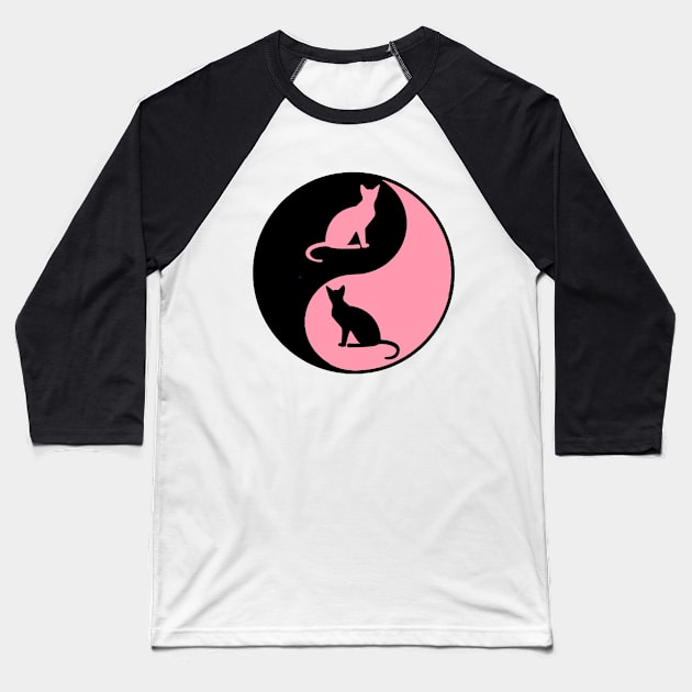 cat yin yang Baseball T-Shirt by CATUNIVERSE